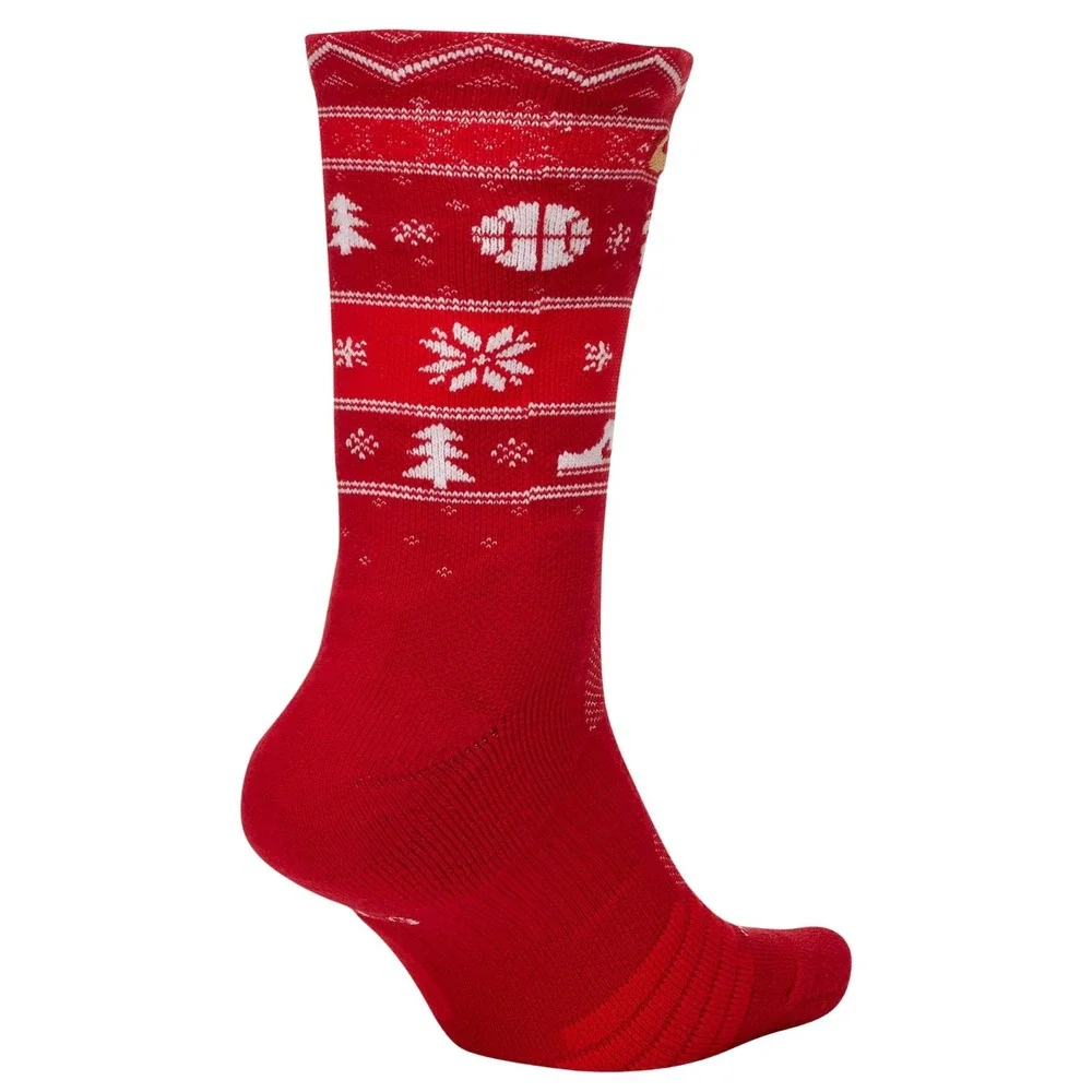 NIKE Elite Basketball Crew Socks L 8-12 Gym Red Christmas Edition SX7866 687